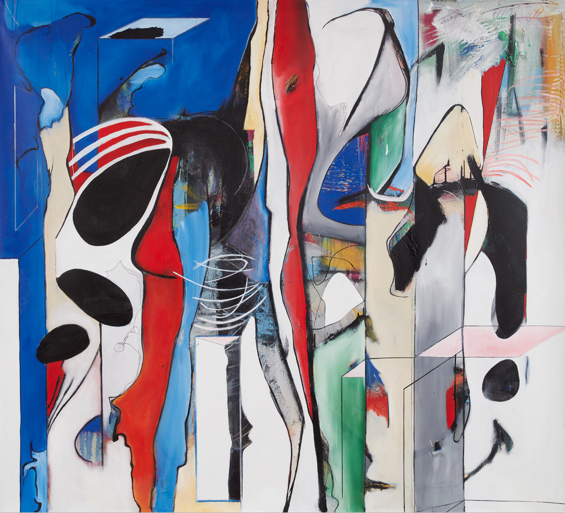 Atlantis, aka Love Is A Stream, 2021, viscous acrylic and latex paint on canvas, 66 by 72 in. Sold.