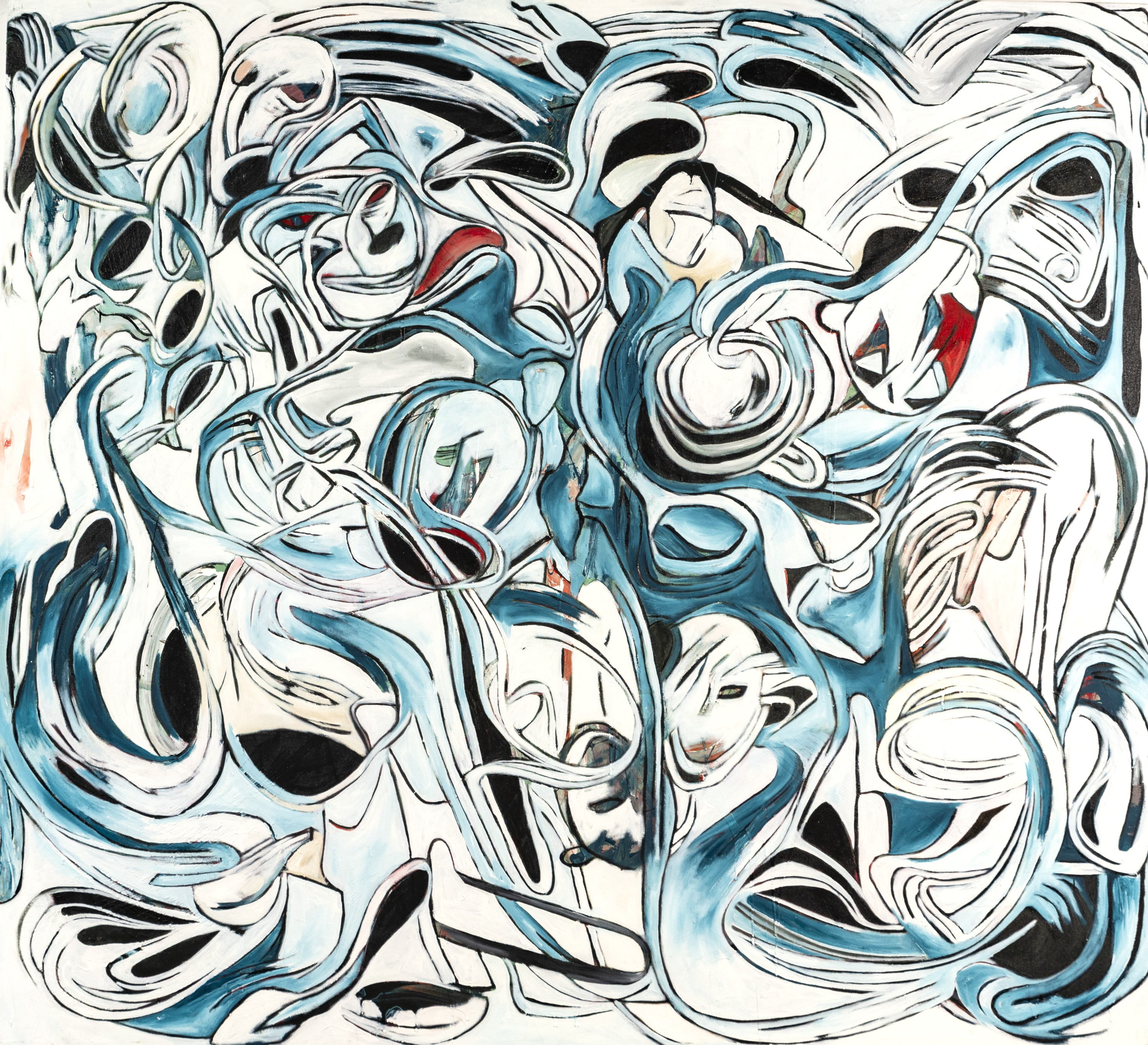 Waters, 2021, viscous acrylic and latex paint on canvas, 66 by 72 in.